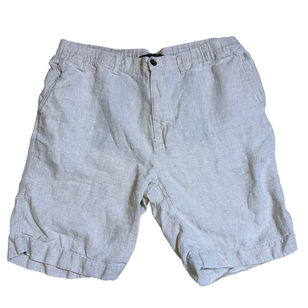 Caribbean 100% Linen Men's Shorts 42x10 Lined with Buttoned and Elastic Waist